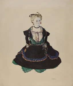 Headed Prints: China Headed Doll, c. 1941. Creator: Lelah Nelson