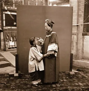 Peking China Asia Prints: China: a Manchu lady with a child, Beijing, 1869. Creator: John Thomson