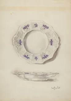 Holt Geoffrey Prints: China Plate, c. 1937. Creator: Geoffrey Holt