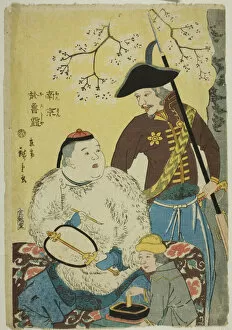Fur Coat Gallery: China and Russia (Nankin, Oroshiya), 1860. Creator: Utagawa Hiroshige II