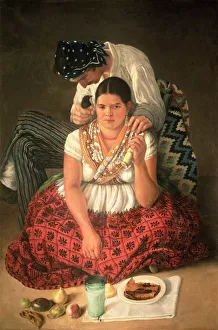 Mexico Prints: The chinaco and the china (The plebs), oil Painting by Jose Agustin Arrieta