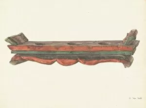 Watercolor And Graphite On Paperboard Collection: Chinese Altar Tray, c. 1939. Creator: Vera Van Voris
