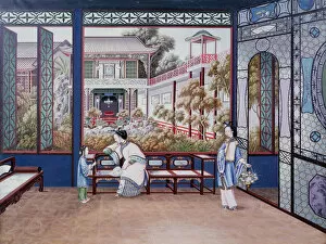 Chinese School Gallery: Chinese domestic scene, c1820