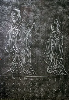 Chinese drawing of Confucius and a disciple