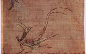 Altai Gallery: Detail of a Chinese embroidered silk tussore with a phoenix from a Scythian tomb