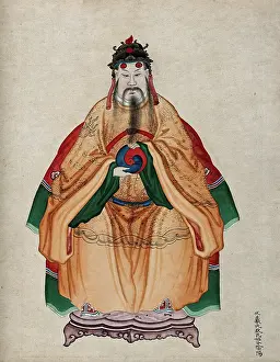 Taoism Prints: Chinese Emperor Fu Hsi, wearing traditional costume