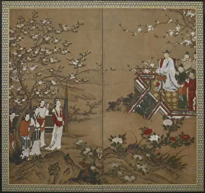 Cherry Trees Collection: The Chinese emperor Ming Huang and Yang Kuei-fei, Edo period, early 17th century