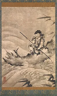 The Chinese Explorer Zhang Qian on a Raft, mid-16th century. Creator: Maejima Soyu The Chinese Explorer Zhang Qian on a Raft, mid-16th century. Creator: Maejima Soyu