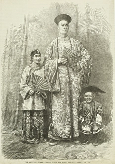 Small Prints: The Chinese Giant, Chang, with his Wife and Attendant Dwarf, 1865. Creator: Unknown