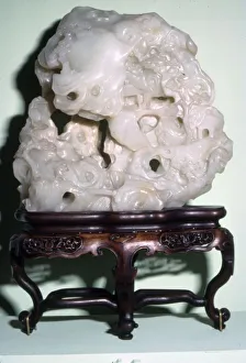 Taoist Prints: Chinese Jade, Representation of Taoist Sacred Mountain with Hermits Hut, c1636-1912
