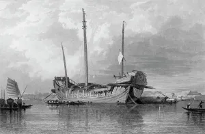 Junk Prints: A Chinese Junk. - Canton River, 1835. Creator: Samuel Prout