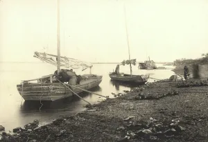 Vladimir Ivanovich Fedorov Prints: Chinese junks off the coast near the city of Sakhalyan opposite Blagoveshchensk
