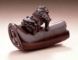 Wood With Inlays Prints: Chinese Lion on Tile, Late 18th-early 19th century. Creator: Tanaka Minko