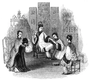 Solomon Lovechild Prints: Chinese maidens weeping with a bride, 1847. Artist: Evans