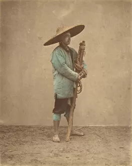 [Chinese Man Wearing Hat], 1870s. Creator: Baron Raimund von Stillfried