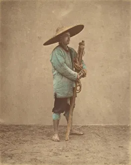 Shoe Prints: [Chinese Man Wearing Hat], 1870s. Creator: Baron Raimund von Stillfried