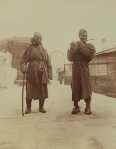 Expatriate Prints: Two Chinese musician street performers in the upper yard