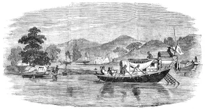 Junk Prints: Chinese Passage Boats, near Canton, 1857. Creator: Unknown