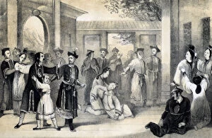 The Chinese people sold for slaves by the Tartars, after their conquest by Zinguis-Khan, (1847).Artist: B Clayton