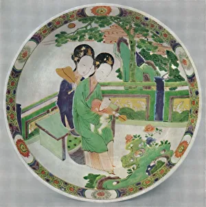 Edward F Prints: Chinese Porcelain Dish, Famille Verte. Period of K Ang Hsi, 1662-1722, (1928)