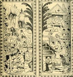 Machine Prints: Chinese potters at work, design for stained glass window, c1870, (1881). Creator