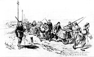 The Chinese Question: the German Occupation of Kiao-Chau - conveying stores from the shore... 1898. Creator: Unknown
