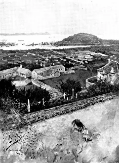 H C Seppings Wright Prints: The Chinese Question: the Treaty Port Chefoo - view of the town and harbour