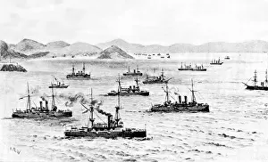 Steamship Prints: The Chinese Question: view of Chefoo Bay, 1898. Creator: Unknown