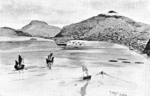 Junk Prints: The Chinese Question: view of the harbour at Port Arthur, 1898. Creator: Unknown