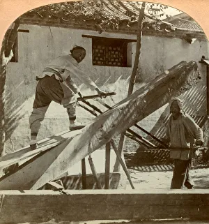 A Chinese saw mill, Peking, China, 1900. Artist: Keystone View Company A Chinese saw mill, Peking, China, 1900. Artist: Keystone View Company