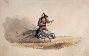 Charles Wirgman Prints: A Chinese soldier bearing a rifle, on horseback, 1857. Creator: Charles Wirgman