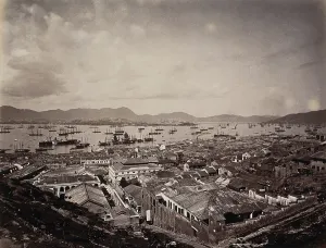 Cargo Ships Prints: The Chinese town, West Point, Hong Kong, c1873. Creator: William Pryor Floyd