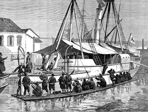 Repair Prints: Chinese war preparations: overhauling a gun-boat at Shanghai, 1883. Creator: Unknown