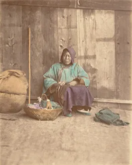 Raimund Von Prints: [Chinese Woman Sitting with Basket], 1870s. Creator: Baron Raimund von Stillfried