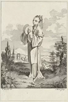 Etching And Engraving Collection: Chinoiserie with a woman holding cymbals, from Suite de Figures Chinoises... Tire du C... 1755-76