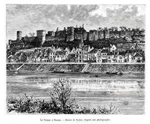 Indre Et Loire Collection: Chinon and the Vienne river, France, 19th century. Artist: Taylor