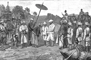 Greeting Gallery: With the Chins in Upper Burma, Major Raikes receiving the Sawbwa of Kale, 1888. Creator: Unknown
