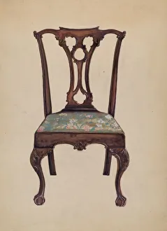 Upholstered Seat Prints: Chippendale Side Chair, 1935 / 1942. Creator: John Garay