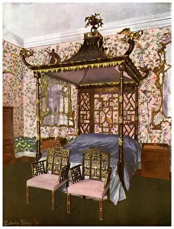 Edwin Foley Gallery: The Chippendale Chinese Bedroom, Badminton House, Gloucestershire, 1911-1912.Artist: Edwin Foley