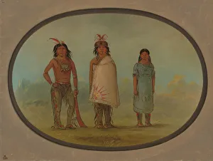 Chippeway Prints: Two Chippewyan Warriors and a Woman, 1855 / 1869. Creator: George Catlin