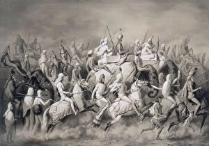 Chir Singh, Maharajah of the Sikhs and King of the Punjab with his retinue hunting near Lahore
