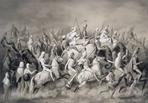 Running Prints: Chir Singh, Maharajah of the Sikhs and King of the Punjab with his retinue hunting near Lahore