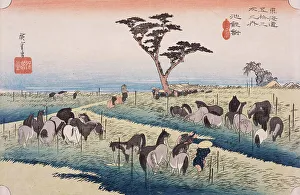 Owari Prefecture Prints: Chiryu, Summer Horse Fair, 1833. Creator: Ando Hiroshige