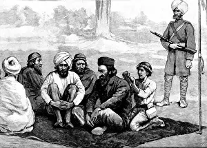 P Naumann Prints: The Chitral Expedition: Sher Afzul Khan and Prisoners taken by the Khan of Dir