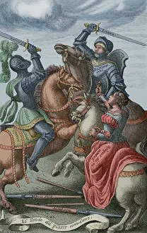 Etienne Prints: The chivalry represented by allegorical characters, 1553, (1877). Creator: Unknown
