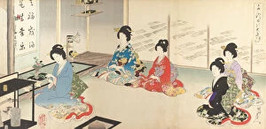 Triptych Of Polychrome Woodblock Prints Gallery: Chiyoda Inner Palace: No.20 Flower Arranging in Turn... August 1895
