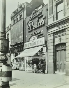 Tobacconist Prints: Chocolate King sweetshop, Upper Street, Islington, London, 1944