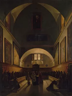 Choir Stall Gallery: The Choir of the Capuchin Church in Rome, 1814-15. Creator: Francois-Marius Granet