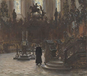 Adolf Von Collection: The Choirstalls in the Mainz Cathedral, 1869. Creator: Adolph Menzel