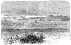 The Cholera at Malta: the 100th Regiment encamped on the glacis of Fort Manoel, 1865. Creator: Unknown